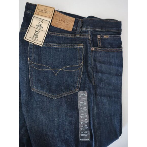 Polo Ralph Lauren Men's Sz 35x32 Dark Blue Varick Slim Straight Jeans - Picture 7 of 14